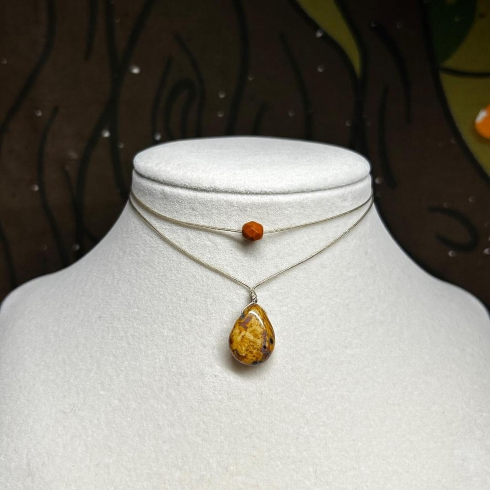 Brown earthy czech glass layering set boho chic adjustable cottagecore fairycore